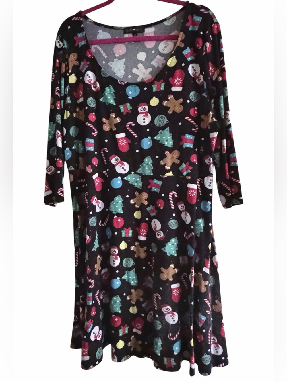 Derek Heart Plus Size Christmas A-Line Stretch Knit Dress 3X